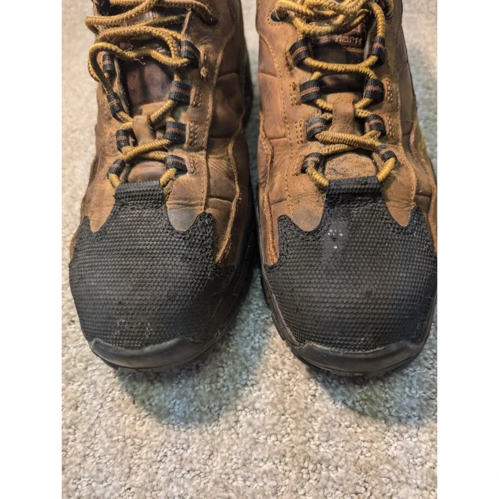 Carhartt Work Boots Mens 9.5 Steel Toe Safety Shoes Brown Leather Vintage